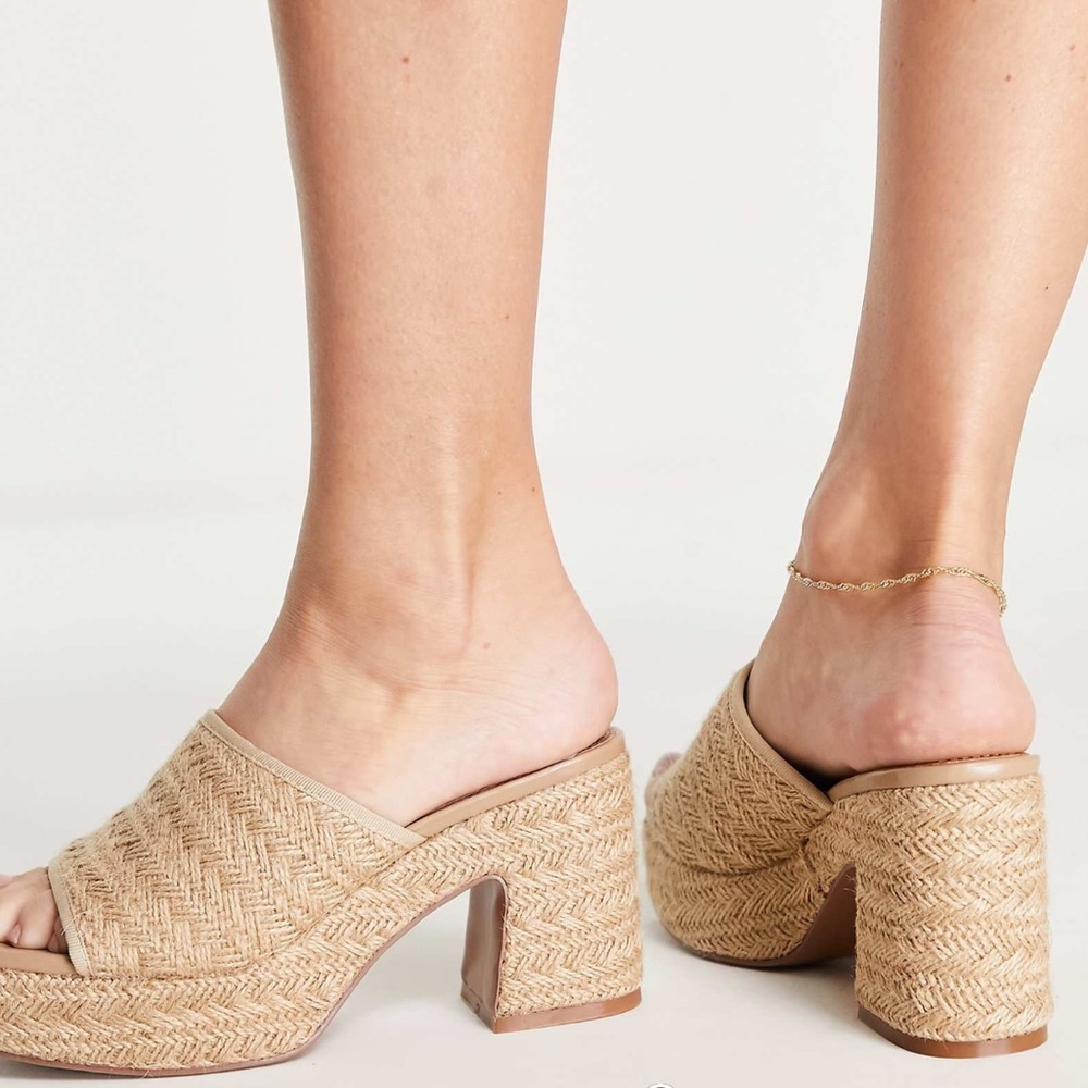 ASOS | Raffia Open Toe Platform Heels (Wide Width) - Picture 4 of 9